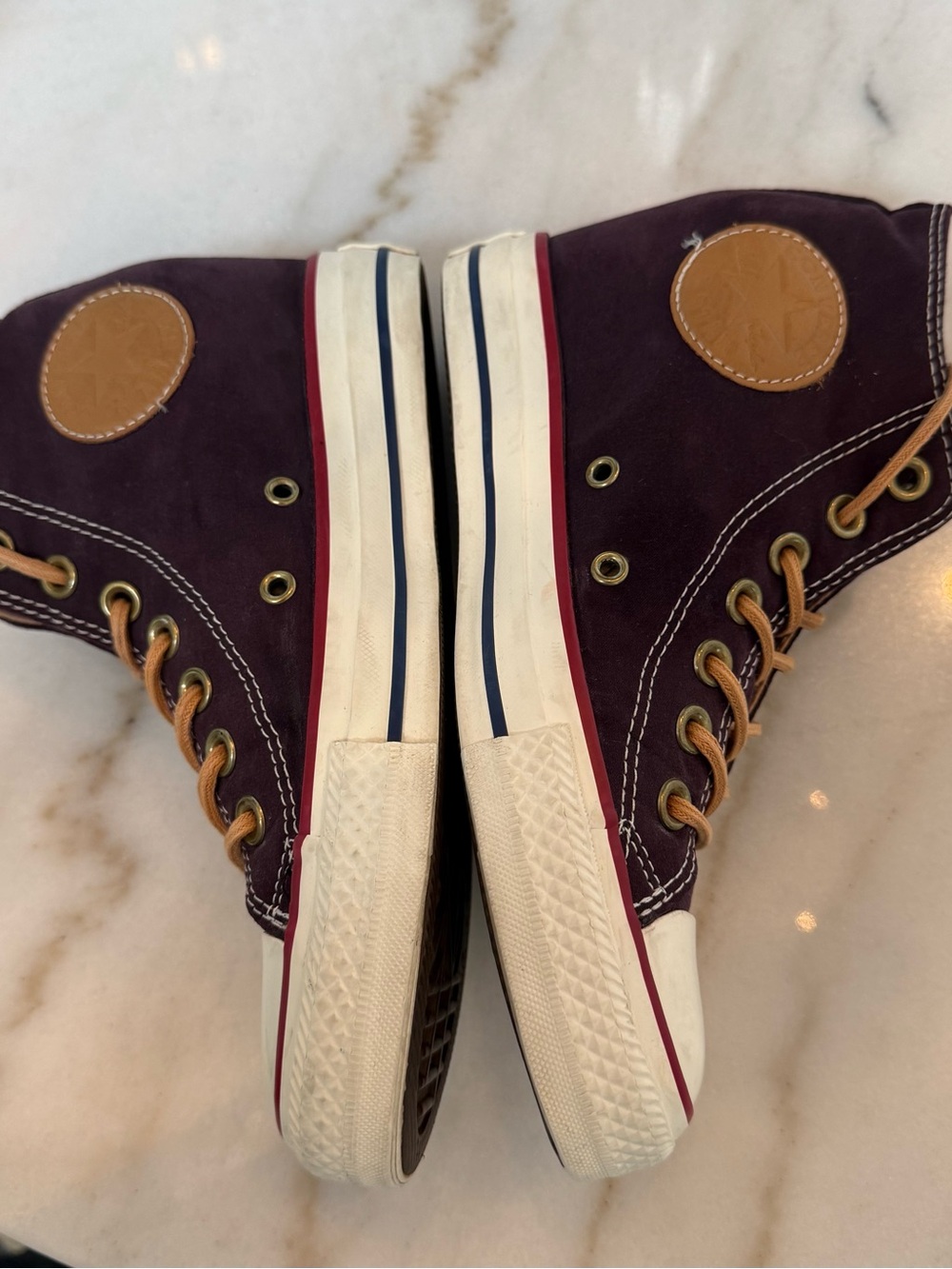 Converse High Top Wedge Sneakers in Burgundy - Size 7, TTS - Picture 2 of 6